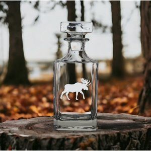 Moose Shape Decanter 26 Oz Bourbon Whisky Glass Customize Premium NEW